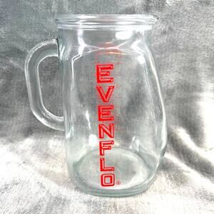 Evenflo Vintage Glass Measuring Pitcher 32 oz 4 Cup Red Lettering Mid-Century